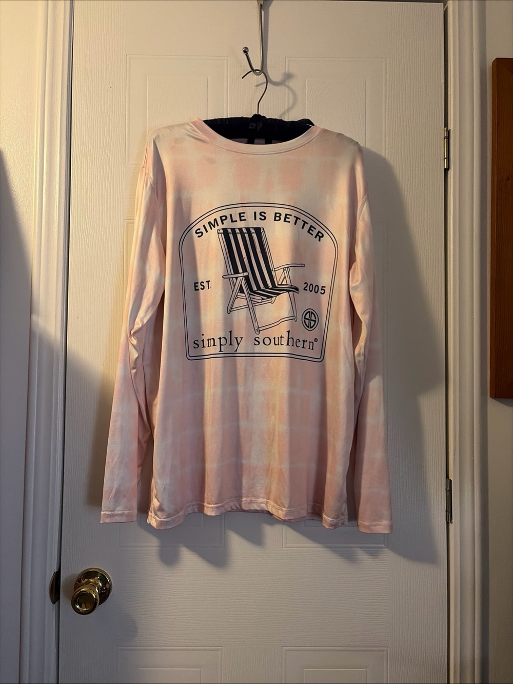 Simply Southern Pink Long Sleeve Shirt XL Simple Is Better Beach Chair Graphic